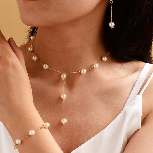 The Drop And Dangle Pearl Set