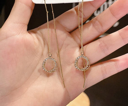 The Whispy Circle Rhinestone Earrings