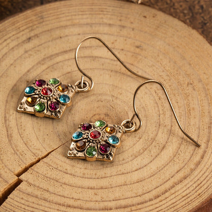 The Colored Gem Floral Earrings