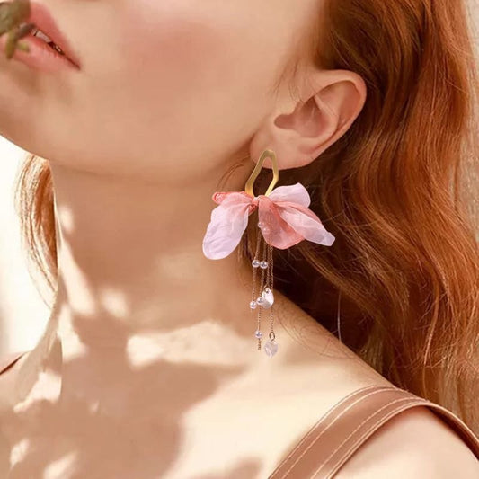 The Pale Pink And Yellow Bow Earrings