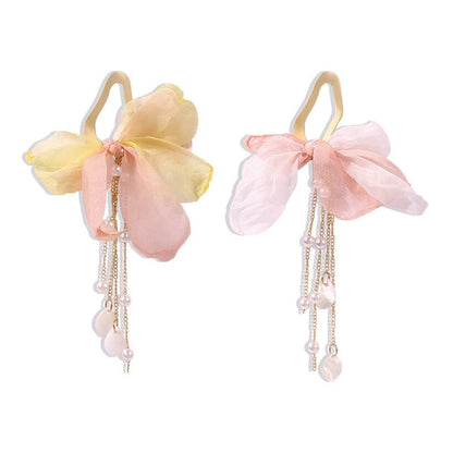 The Pale Pink And Yellow Bow Earrings