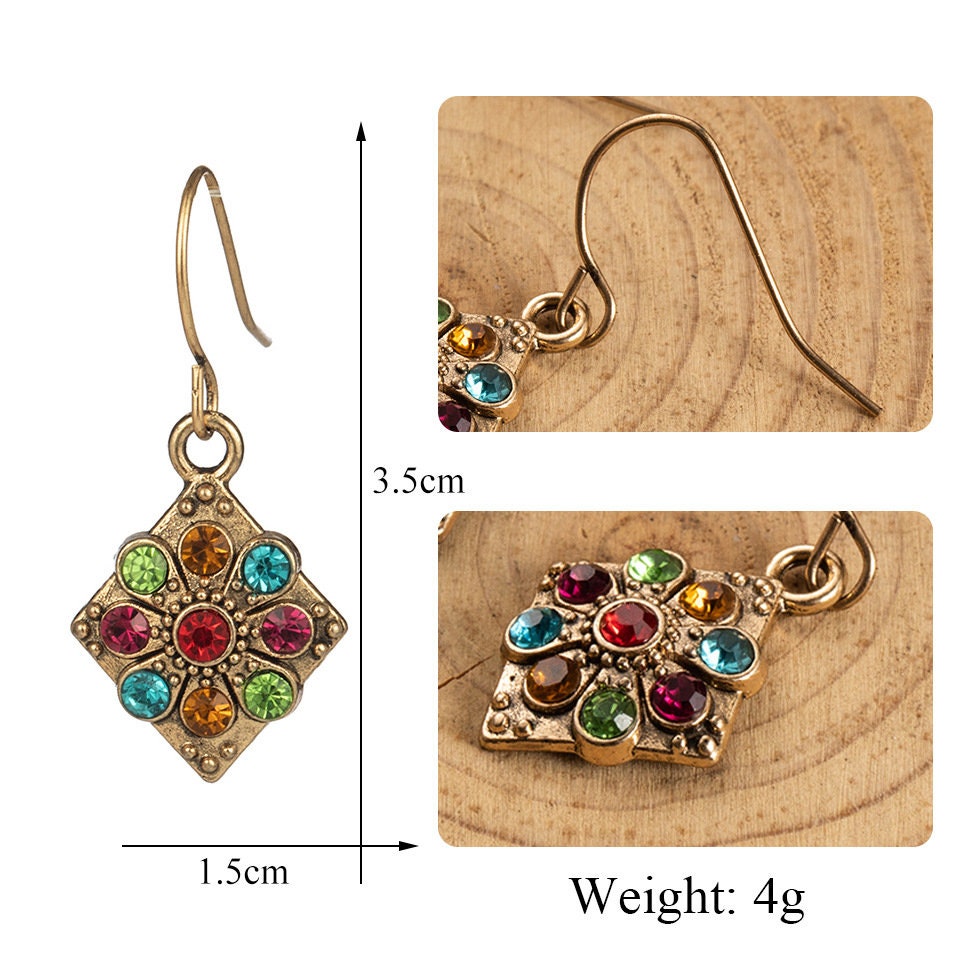 The Colored Gem Floral Earrings