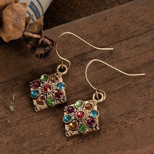 The Colored Gem Floral Earrings