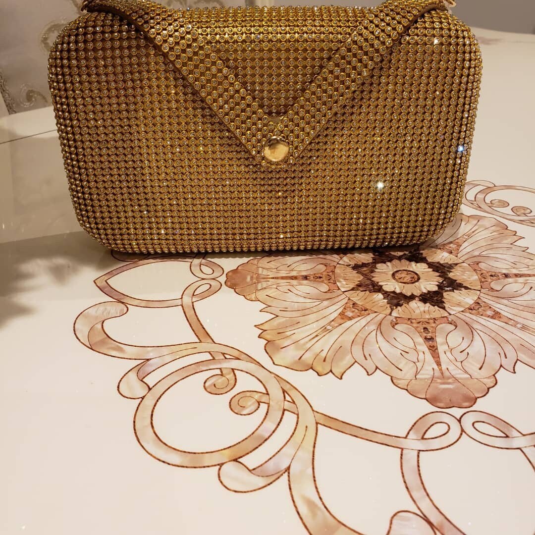 The V-Snap Rhinestone Evening Bag