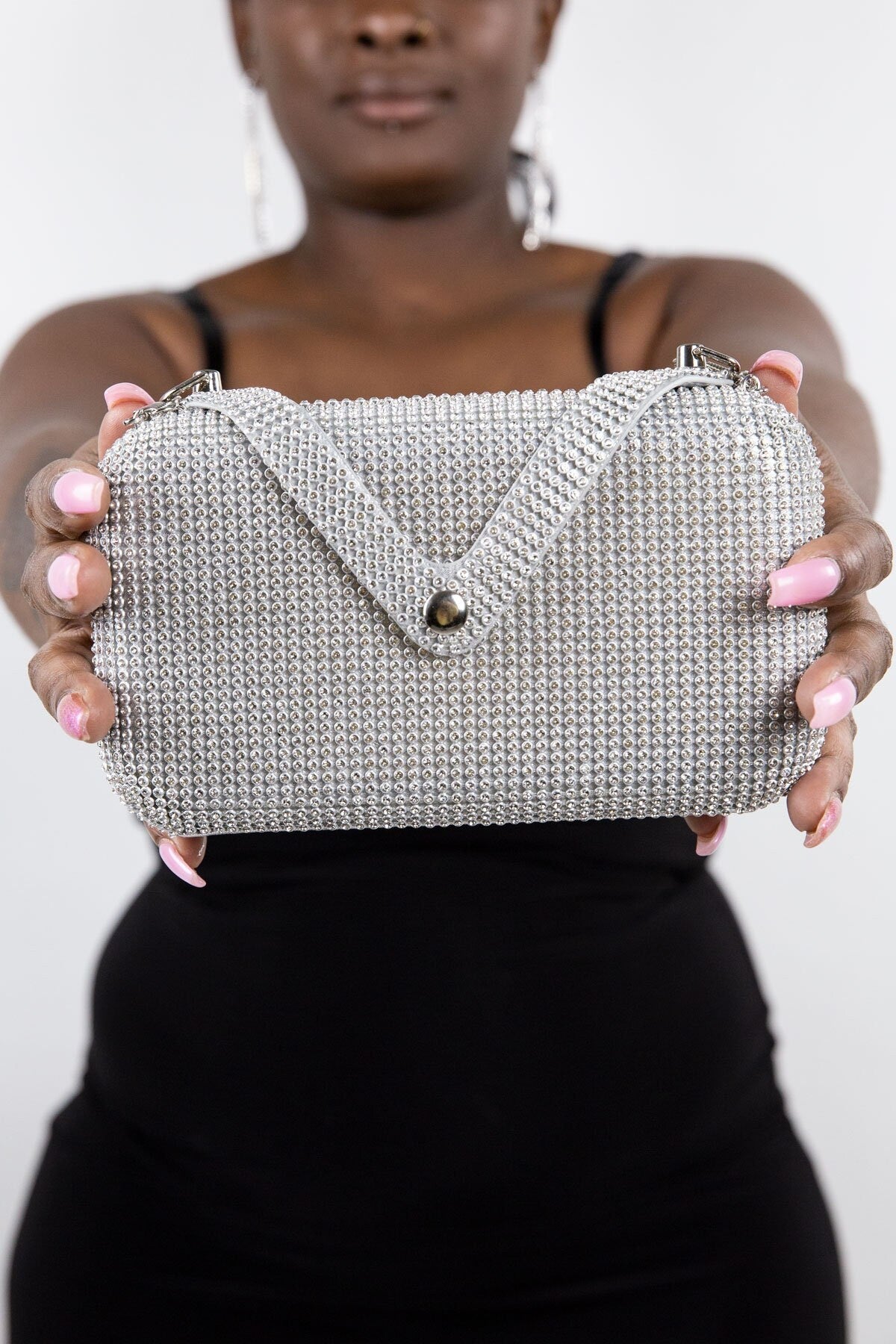 The V-Snap Rhinestone Evening Bag