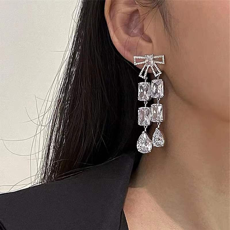 The Rhinestone Bow Earrings