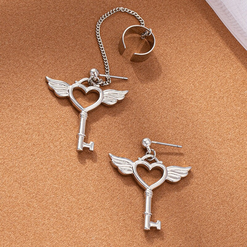 The Love Key Cuff Earrings