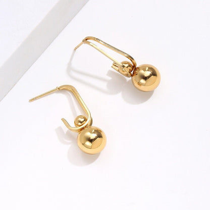 The Dumb Bell Gold Ball Earrings