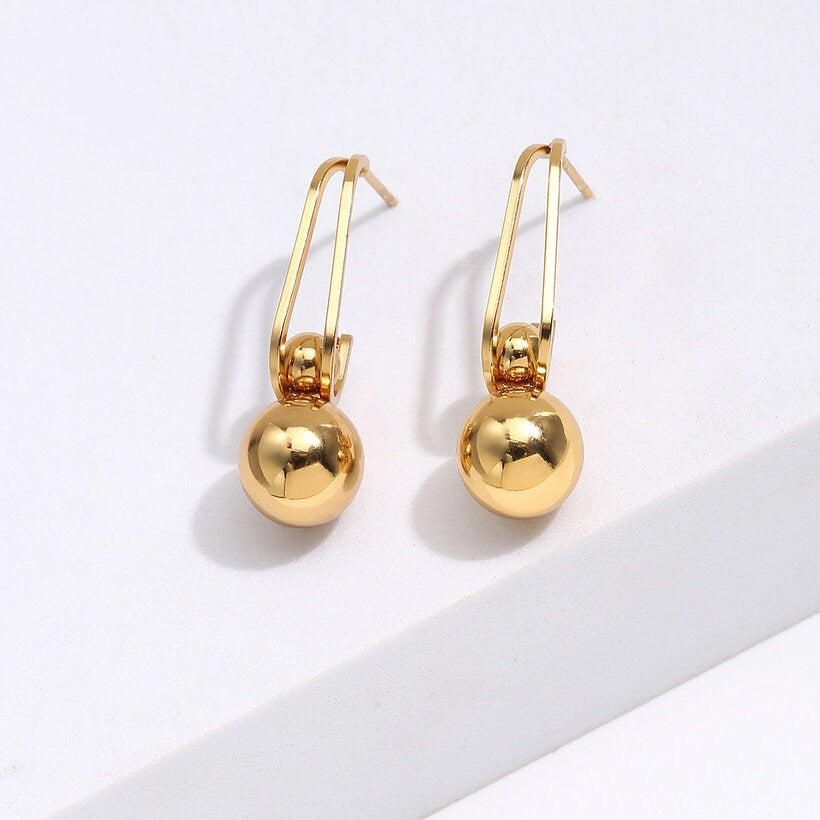 The Dumb Bell Gold Ball Earrings