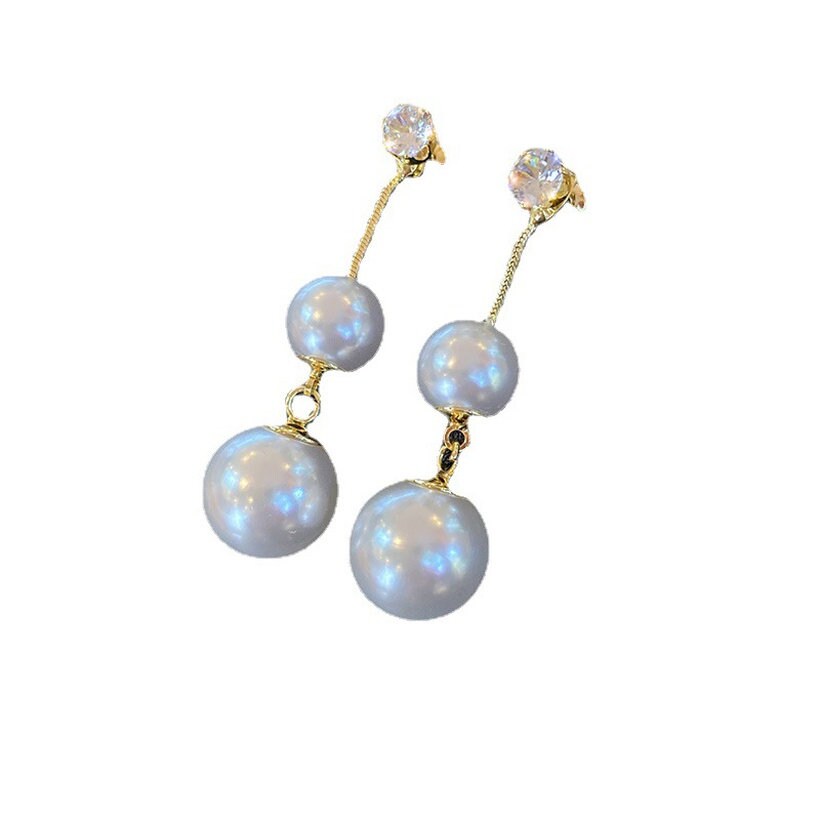 The Double Beaded Pearl and Rhinestone Earrings